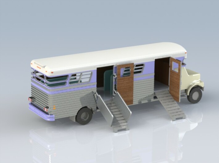 HO 1/87 - 1989 GMC 6-horse box 3d printed A CAD render showing all parts. The parts do NOT come coloured or with the SceneMaster chassis.