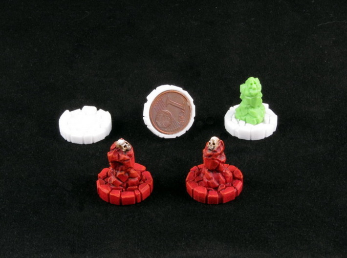 Faction marker base (10 pcs) 3d printed Assembly and painting example (markers copyright Petersen Games)