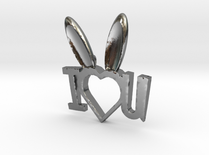 I Heart You Bunny pendant 3d printed