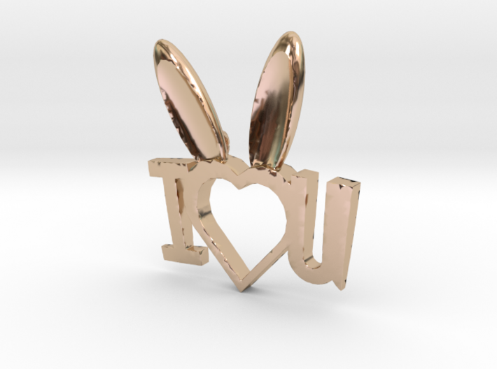 I Heart You Bunny pendant 3d printed