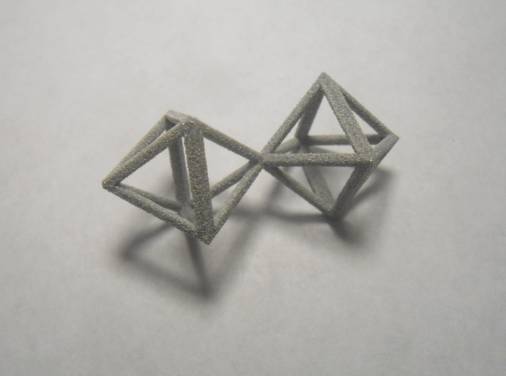 Faceted Twin Octahedron Frame Pendant Small 3d printed Close up.