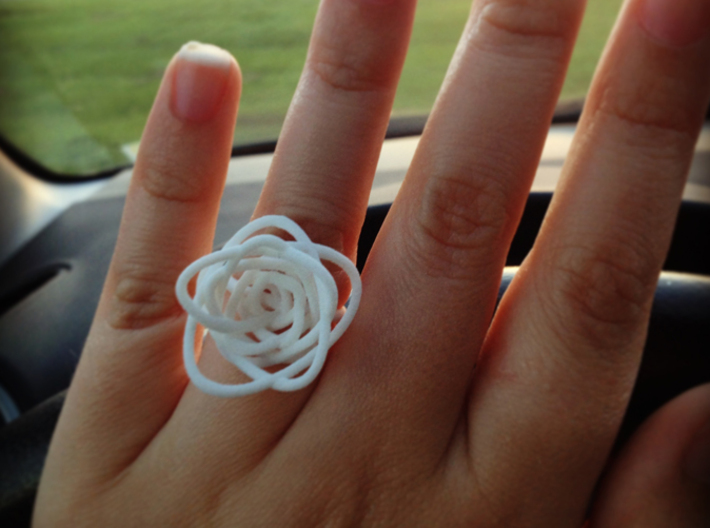 Sprouted Spiral Ring (Size 6) 3d printed White Strong & Flexible