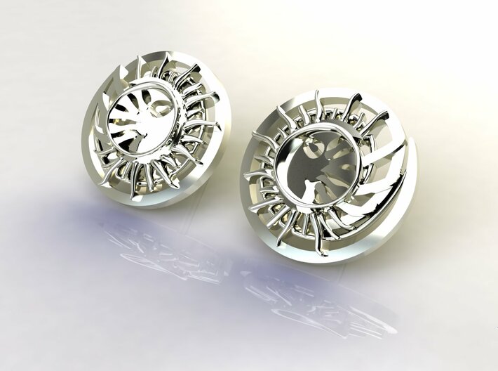 Sun and the moon detailed earrings JD8E 3d printed