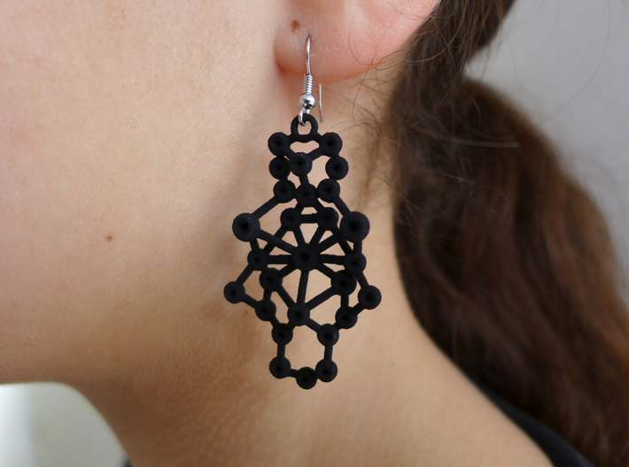 Amorphe Molecular Earrings - Chemistry Jewelry 3d printed Amorphe in black