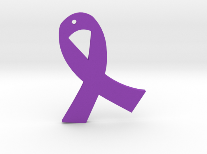 Purple Chiari Malformation Awareness Ribbon Pendan 3d printed