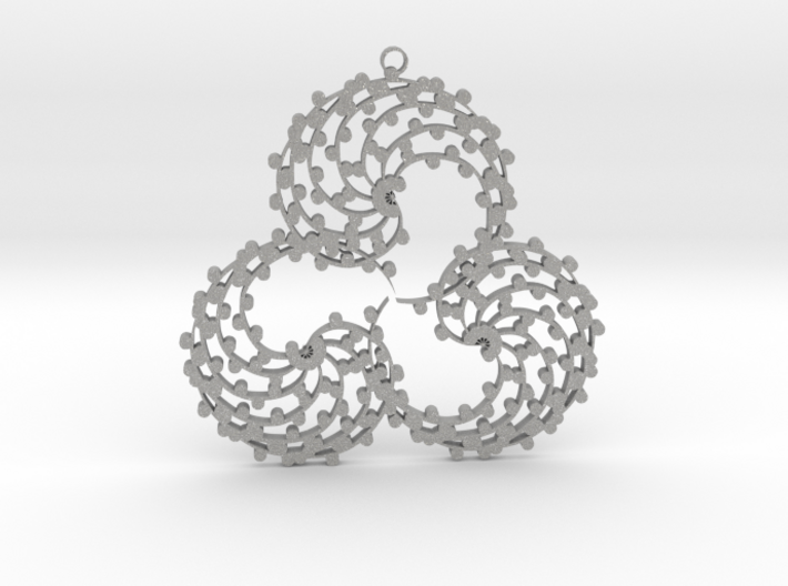 TriSwirl with balls Pendant 3d printed