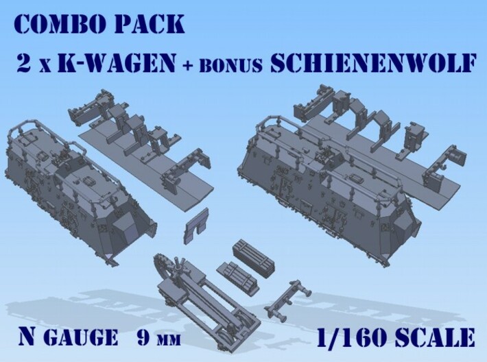 1-160 2x K-Wagen BP-42 + SchienenWolf 3d printed