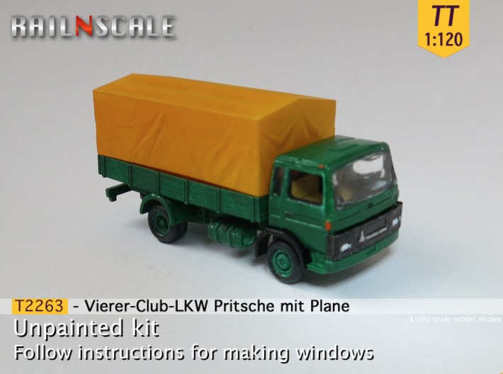 Vierer-Club-LKW Pritsche mit Plane (TT 1:120) 3d printed
