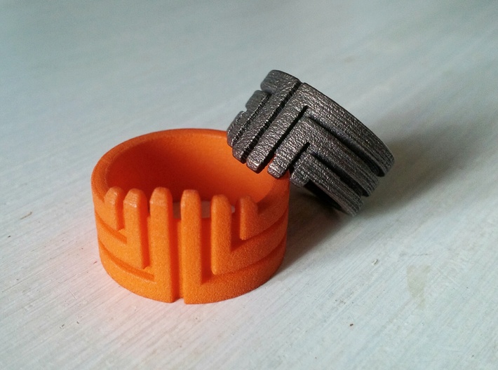 MEDUSA Original Design Ring [Multiple Sizes] 3d printed Orange Strong and Flexible Polished | Matte Bronze Steel
