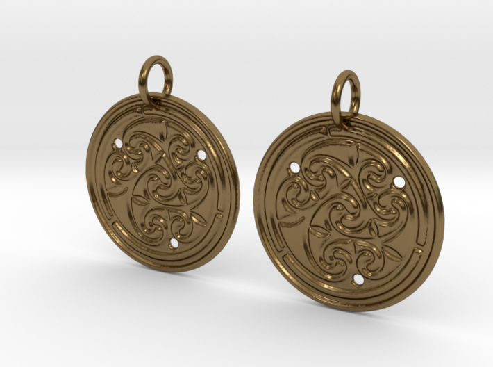 Norse Motif Round Earrings 3d printed