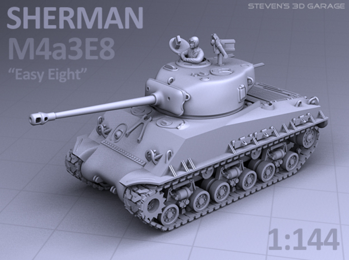 1/144 - Sherman M4A3E8 Tank 3d printed