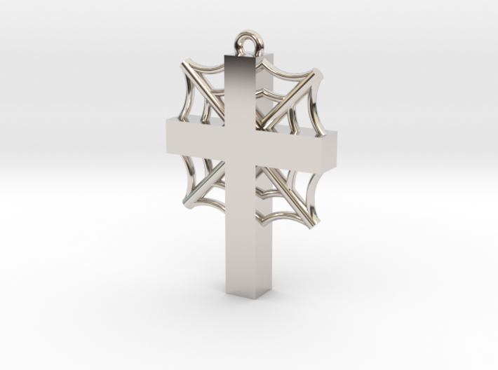 Cross with cobwebs and the words 3d printed