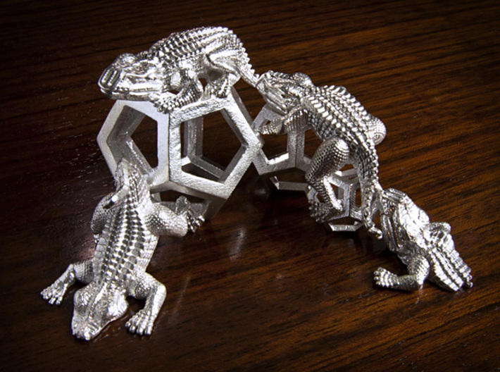 Reptiles &amp; Dodecahedra mini sculpture Fine Art top 3d printed 35 mm photo.