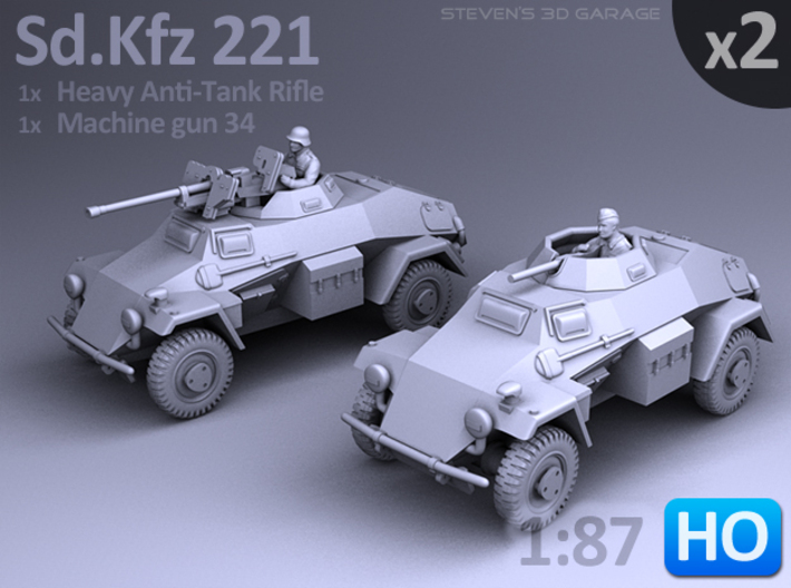 Sd.Kfz 221 (2 pack) HO 3d printed