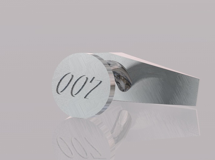 007 Cufflinks with inscription 3d printed render showing 007 on base