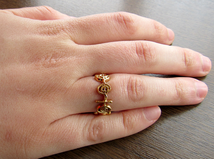 "Illogical" Vulcan Script Ring - Cut Style 3d printed Pictured: Polished Bronze