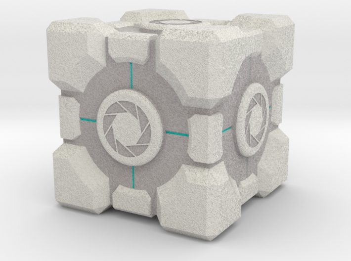 Weighted Portal Cube (In Color) - Aperture 1&quot; 3d printed