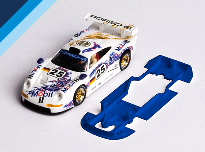 1/32 Fly Porsche 911 GT1 Chassis for slot.it pod 3d printed Chassis compatible with Fly Porsche 911 GT1 body (not included)