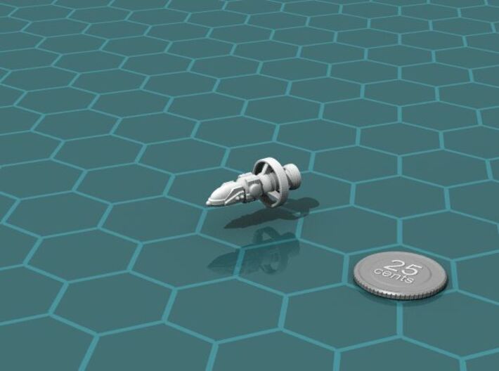 ISN Corvette 3d printed Render of the model, with a virtual quarter for scale.