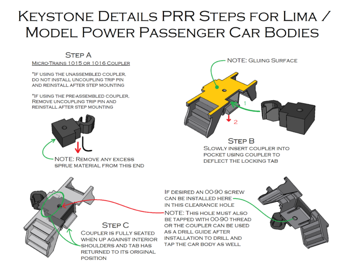 4 Pack N Scale PRR Steps for Lima/MP Cars 3d printed