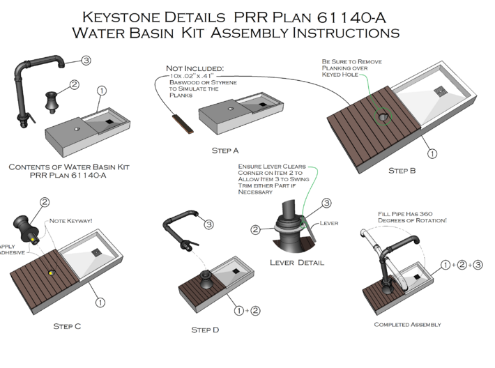 HO PRR Plan 61140-A FILL PIPE AND BASIN KIT 3d printed Instructions for Fill Pipe &amp; Basin