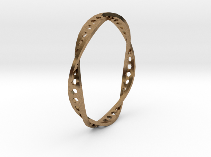 Twisted Hex Ring (Size 7) 3d printed