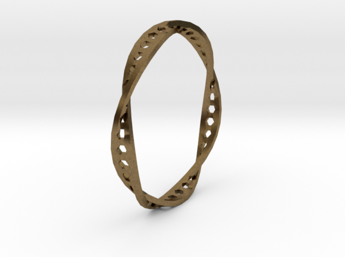 Twisted Hex Ring (Size 7) 3d printed