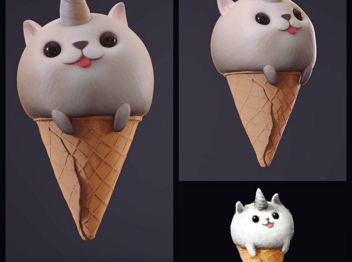 Ice Cream Kitty Necklace  3d printed 