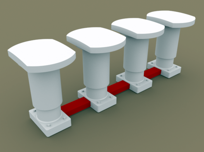 TT Scale Buffer 4pcs for cargo wagons (EU) 3d printed Remove parts highlighted in red
