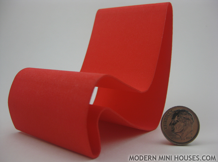 1:12 scale Amoeba modern miniature chair 3d printed (actual material Red Strong &amp; Flexible)