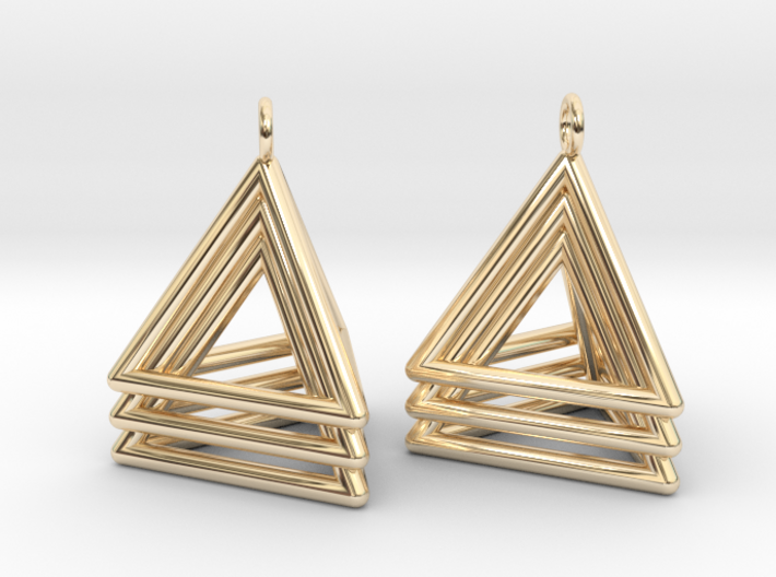 Pyramid triangle earrings type 5 3d printed