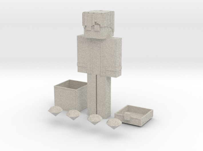 Minecraft Character With a Chest &amp; Diamonds 3d printed