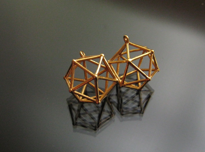 Icosahedron earrings 3d printed Icosahedron Earrings