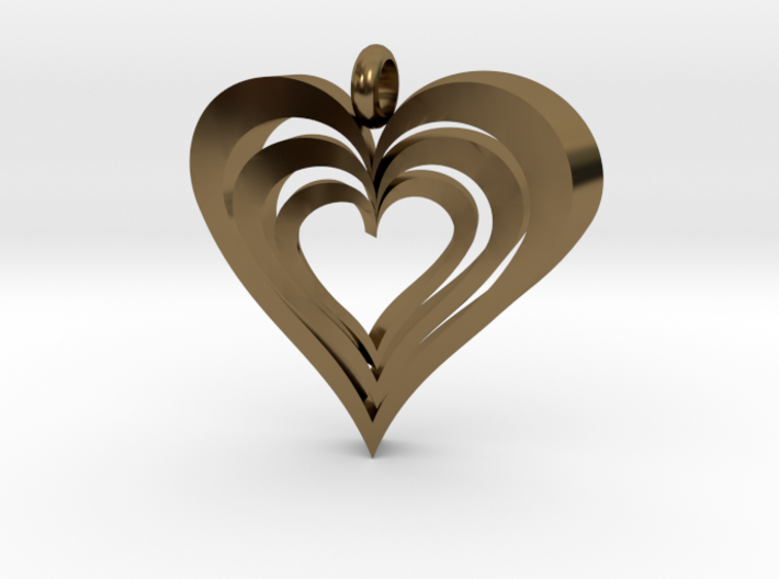Interlocked Hearts Pendant 3d printed