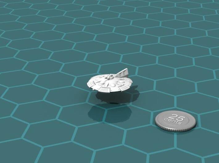 Martian Zhukov class Light Cruiser 3d printed Render of the model, with a virtual quarter for scale.