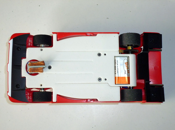 Slot car chassis for GT1 1/28 3d printed