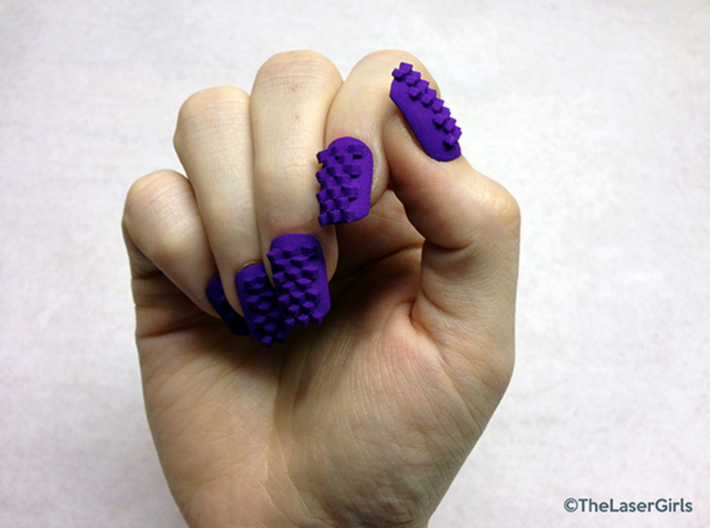 Cube Nails (Size 0)  3d printed Purple Strong and Flexible Polished