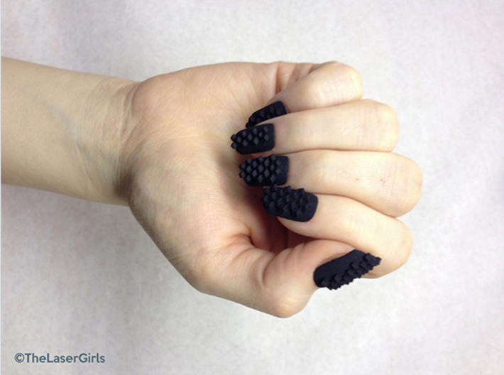 Cube Nails (Size 0)  3d printed Black Strong and Flexible Polished