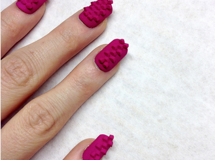 Cube Nails (Size 1)  3d printed Pink Strong and Flexible Polished