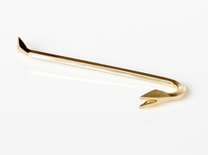 Keychain Mini Crowbar Tool - Small 3d printed Polished Brass