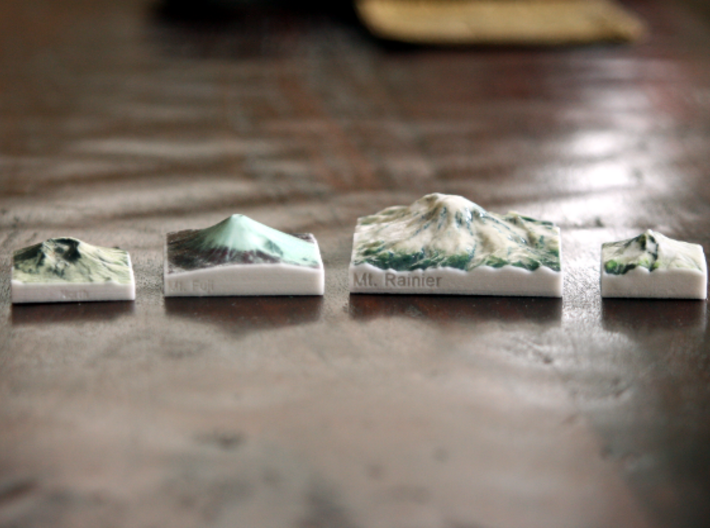Mt. Fuji, Japan, 1:250000 Explorer 3d printed Mt. St. Helens, Mt. Fuji, Mt. Rainier, and Mt. Hood, all in scale with one another
