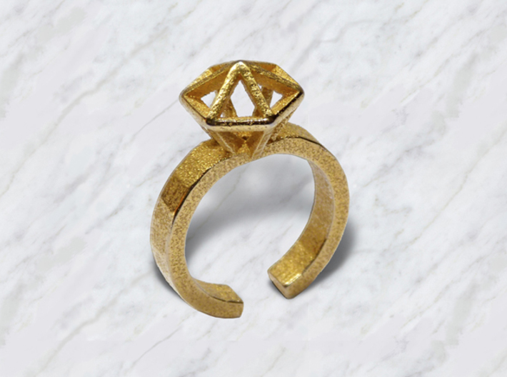 Gold Stereodiamond Ring 3d printed Gold Stereodiamond 2