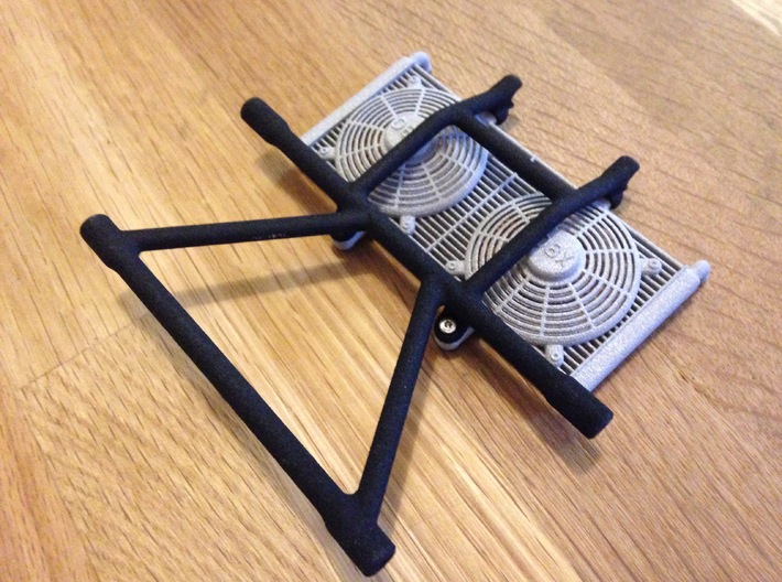 1:10 scale Radiator - Axial Wraith Twin Hammers 3d printed Shown with radiator frame