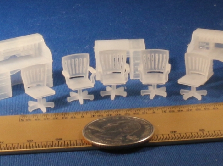 S Scale Rolltop desks and Chairs 3d printed
