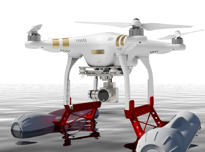 Argo Drone - accessory / float for DJI Phantom 3d printed With extension legs "Pelican"