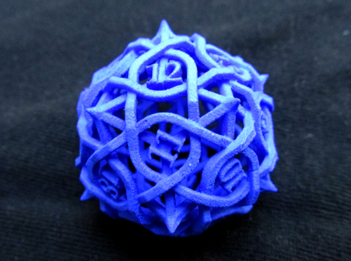 Spindown Thorn d20 3d printed In Royal Blue Strong &amp; Flexible Polished