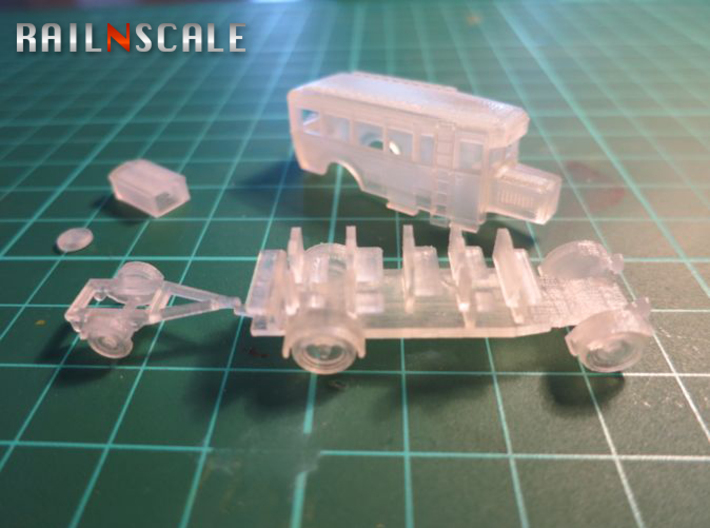 Reichspostbus mit Anhänger (N 1:160) 3d printed 