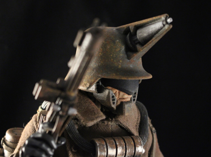 &quot;Psychici Stahlhelm&quot; custom 1:6th scale head 3d printed Painted and posed on a 1:6th scale figure with my mid-length neck - accessories and neck not included