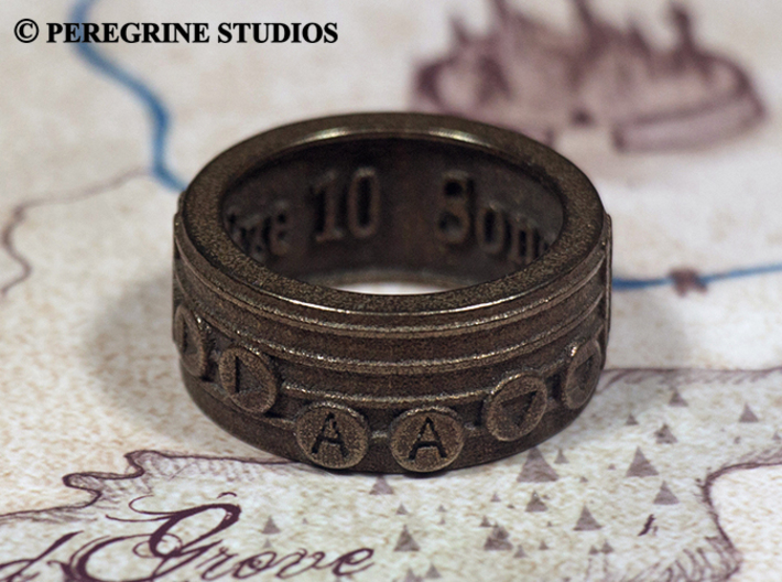 Ring - Song of Double Time 3d printed Polished Bronze Steel