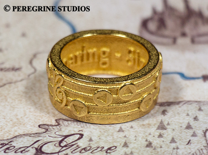 Ring - Song of Soaring 3d printed Polished Gold Steel